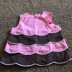 NWTs Gymboree Tea For Two scalloped pink & brown scalloped top sz 12